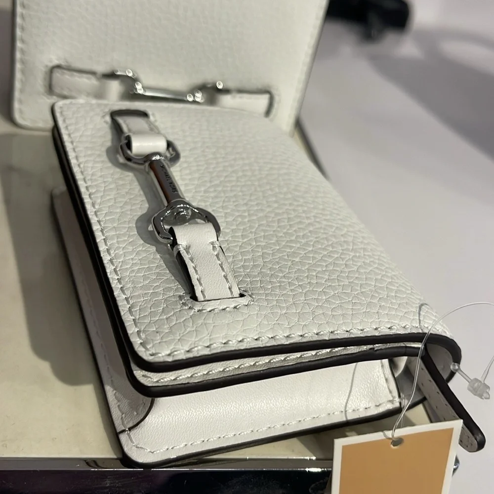 MICHAEL KORS Carson Small Pebbled Leather Wallet OPTIC WHITE NWT